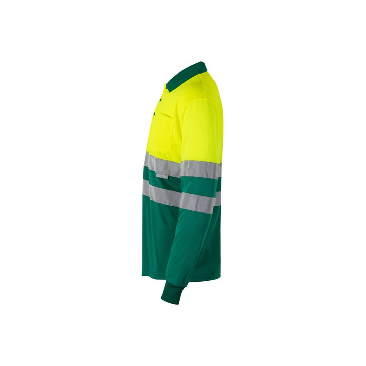 VL VULCAN LARGE. Polo bicolor bird-eye (160g/m²) de manga comprida, em poliéster (100%)