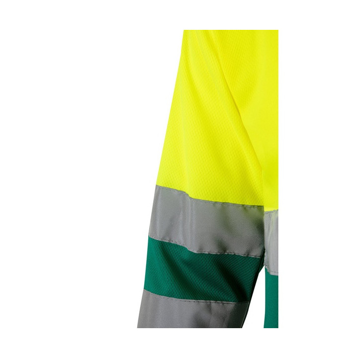 VL VULCAN LARGE. Polo bicolor bird-eye (160g/m²) de manga comprida, em poliéster (100%)