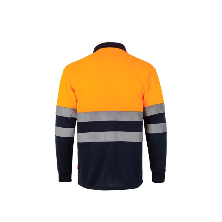 VL VULCAN LARGE. Polo bicolor bird-eye (160g/m²) de manga comprida, em poliéster (100%)