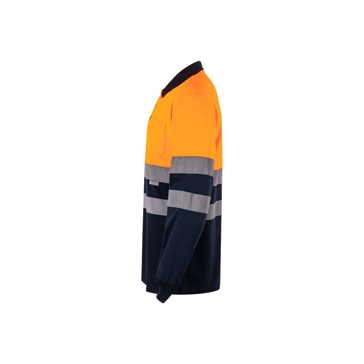 VL VULCAN LARGE. Polo bicolor bird-eye (160g/m²) de manga comprida, em poliéster (100%)