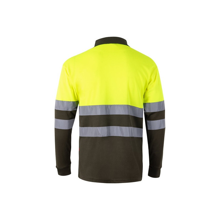 VL VULCAN LARGE. Polo bicolor bird-eye (160g/m²) de manga comprida, em poliéster (100%)