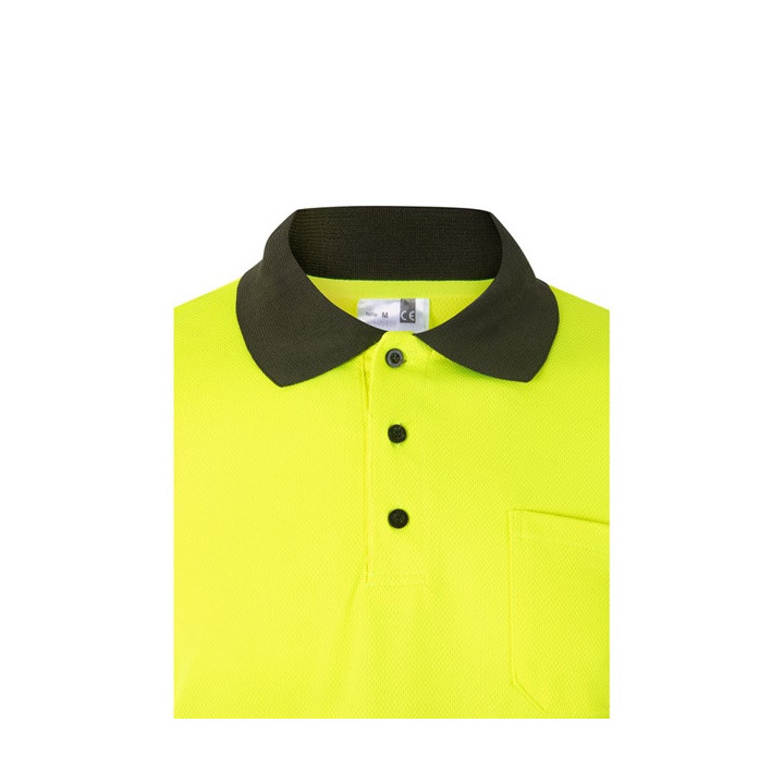 VL VULCAN LARGE. Polo bicolor bird-eye (160g/m²) de manga comprida, em poliéster (100%)