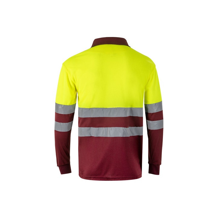 VL VULCAN LARGE. Polo bicolor bird-eye (160g/m²) de manga comprida, em poliéster (100%)