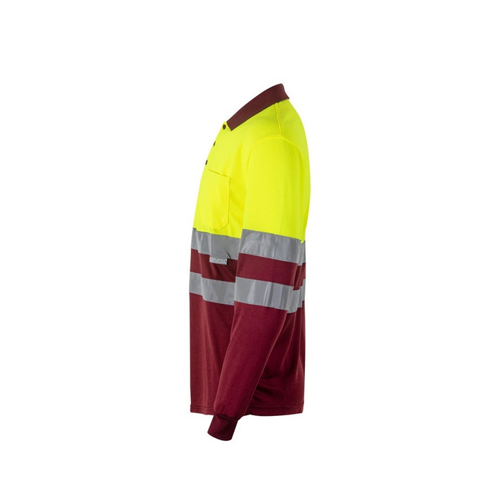 VL VULCAN LARGE. Polo bicolor bird-eye (160g/m²) de manga comprida, em poliéster (100%)
