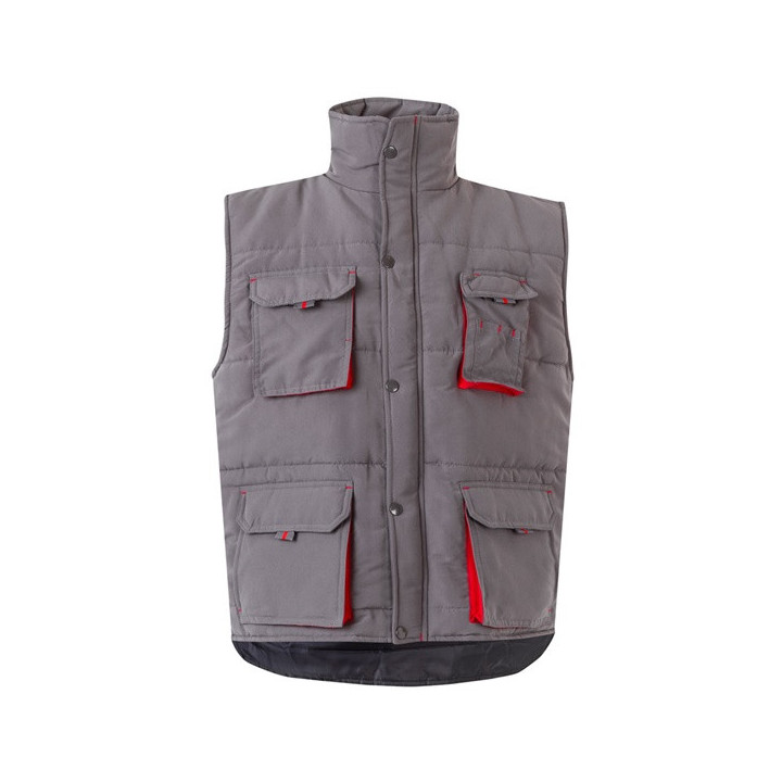 VL NERGAL. Colete acolchoado, bicolor multibolsos (120g/m²), em poliéster (100%)