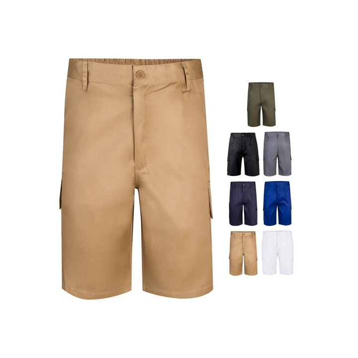 VL CHIONE. Bermudas em sarja multibolsos (200g/m²), em algodão (35%) e poliéster (65%)