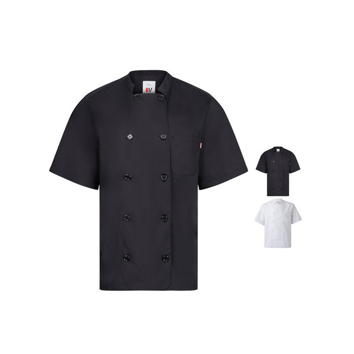 VL DURGA. Jaleca de cozinha de popelina (110g/m²) de manga curta, em algodão (35%) e poliéster (65%)