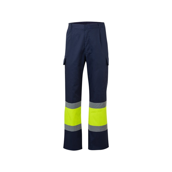 VL ARTEMIS. Calças bicolor, em sarja (190g/m²), em algodão (20%) e poliéster (80%)