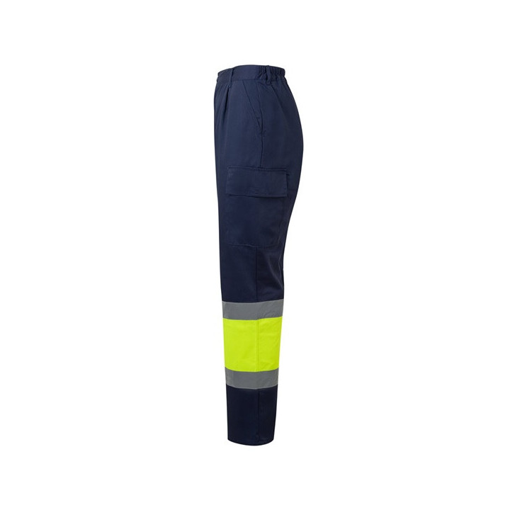 VL ARTEMIS. Calças bicolor, em sarja (190g/m²), em algodão (20%) e poliéster (80%)