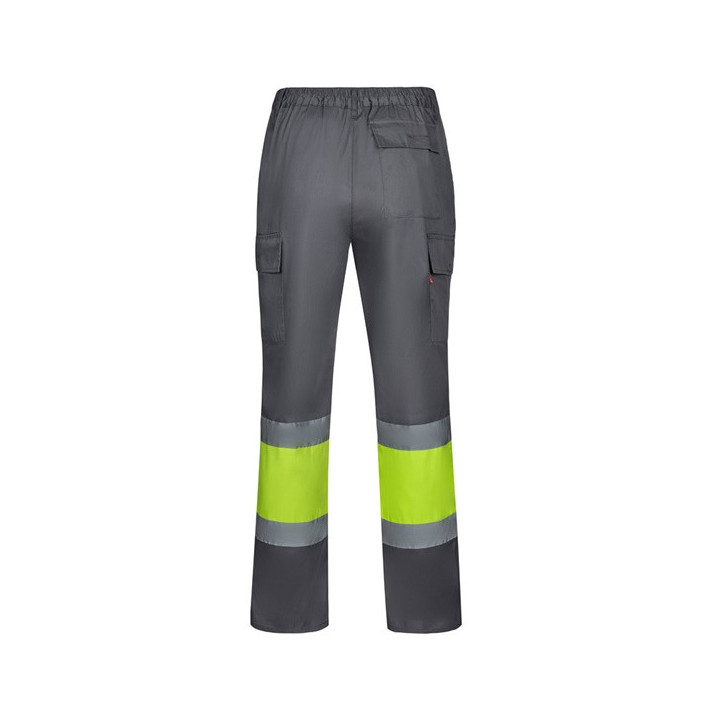 VL ARTEMIS. Calças bicolor, em sarja (190g/m²), em algodão (20%) e poliéster (80%)