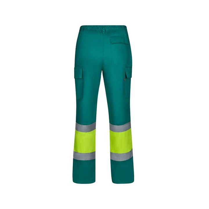 VL ARTEMIS. Calças bicolor, em sarja (190g/m²), em algodão (20%) e poliéster (80%)