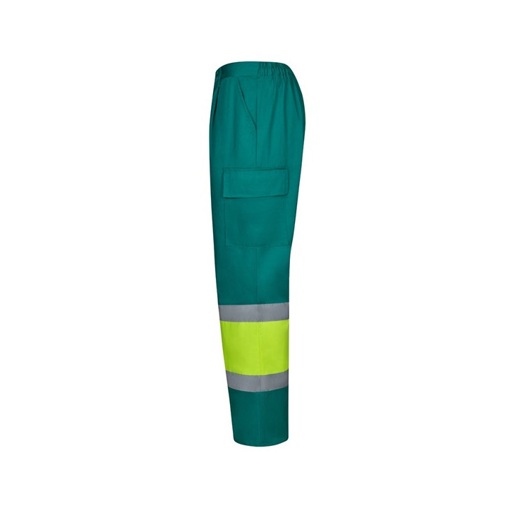 VL ARTEMIS. Calças bicolor, em sarja (190g/m²), em algodão (20%) e poliéster (80%)