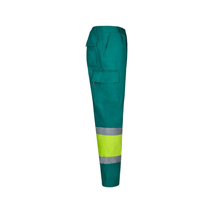 VL ARTEMIS. Calças bicolor, em sarja (190g/m²), em algodão (20%) e poliéster (80%)