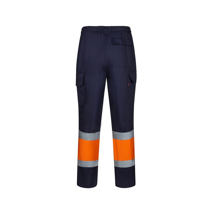 VL ARTEMIS. Calças bicolor, em sarja (190g/m²), em algodão (20%) e poliéster (80%)