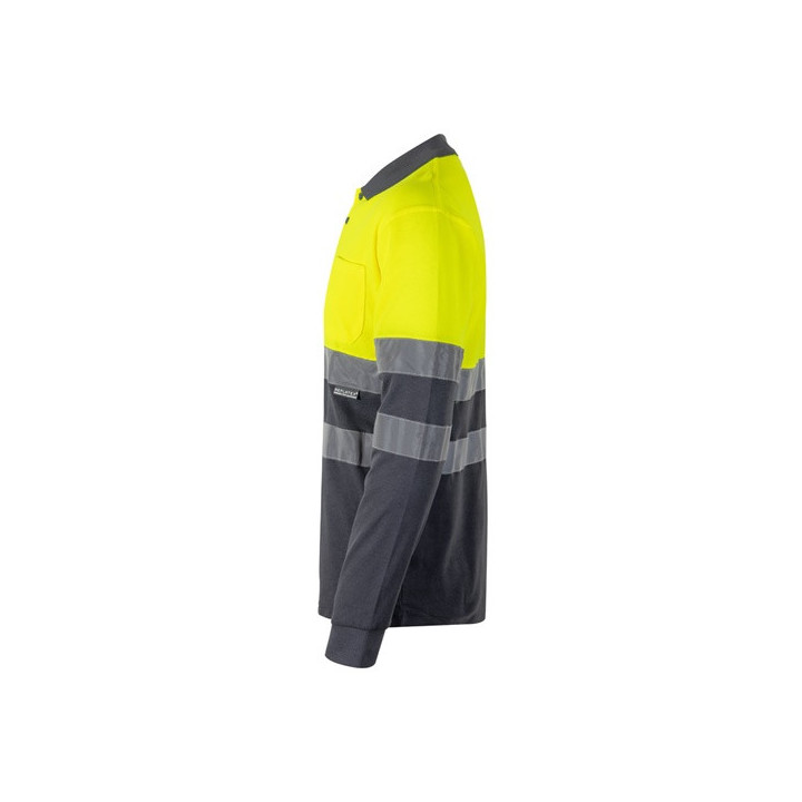 VL PLUTO LARGE. Polo bicolor piqué (150g/m²) de manga comprida, em algodão (55%) e poliéster (45%)