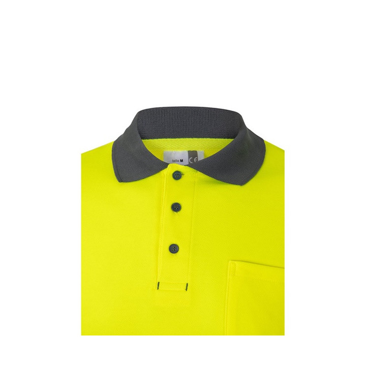 VL PLUTO LARGE. Polo bicolor piqué (150g/m²) de manga comprida, em algodão (55%) e poliéster (45%)