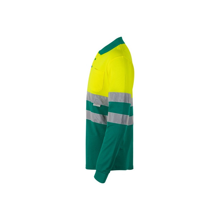 VL PLUTO LARGE. Polo bicolor piqué (150g/m²) de manga comprida, em algodão (55%) e poliéster (45%)