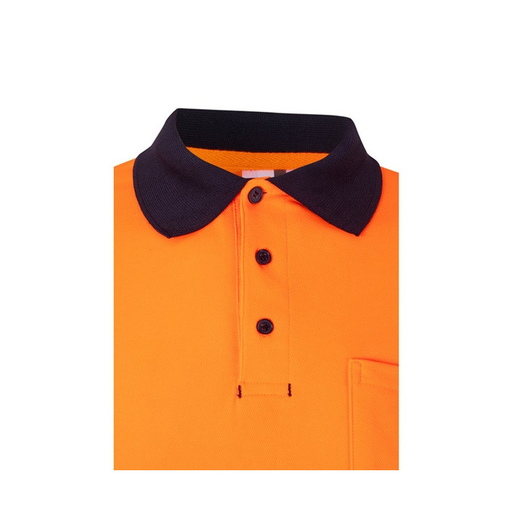 VL PLUTO LARGE. Polo bicolor piqué (150g/m²) de manga comprida, em algodão (55%) e poliéster (45%)
