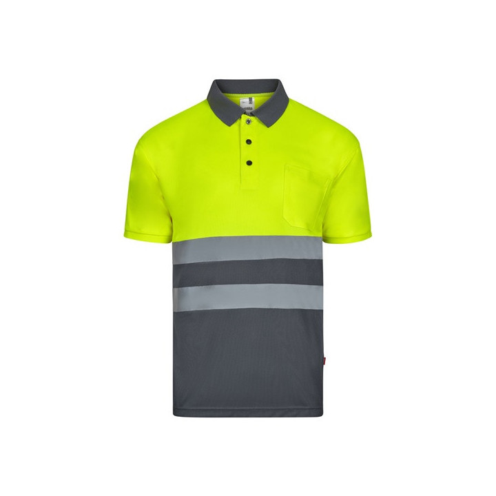VL FORTUNA. Polo bird-eye (140g/m²) de manga curta, em poliéster (100%)