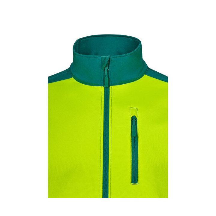 VL HESTIA. Casaco bicolor soft shell (280g/m²), em poliéster (96%) e elastano (4%)