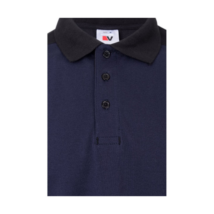 VL VELES. Polo piqué stretch bicolor (200g/m²) de manga curta, em poliéster (96%) e elastano (4%)