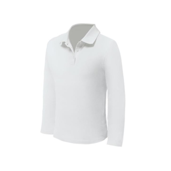 Polo K7 Long manga comprida 200g, branco - 100% Algodão