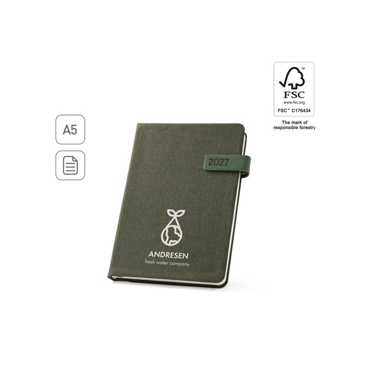ANDRESEN A5. Agenda A5 em poliéster reciclado (100% rPET)