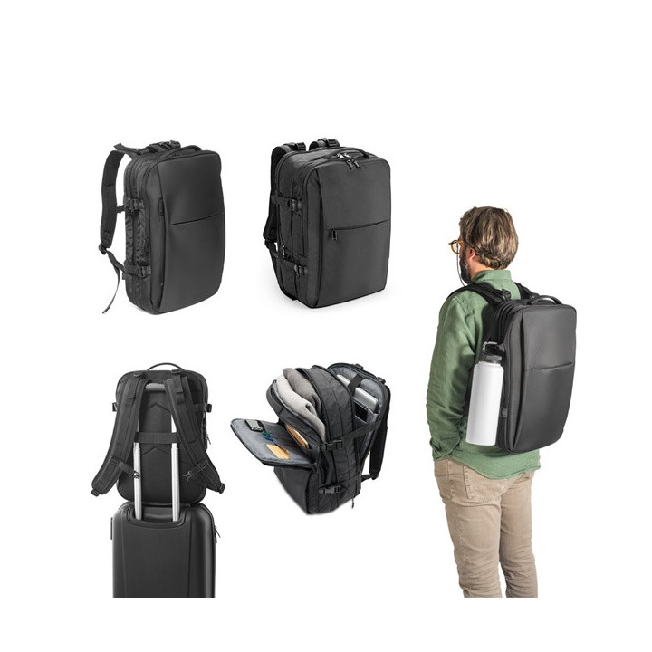 DALLAS. Mochila de viagem em poliéster reciclado 600D de alta densidade para computador portátil 17'3"