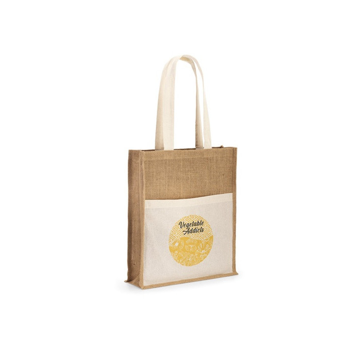 BRAGA. Saco em juta (240 g/m²) e bolso em 100% algodão (140 gm²)