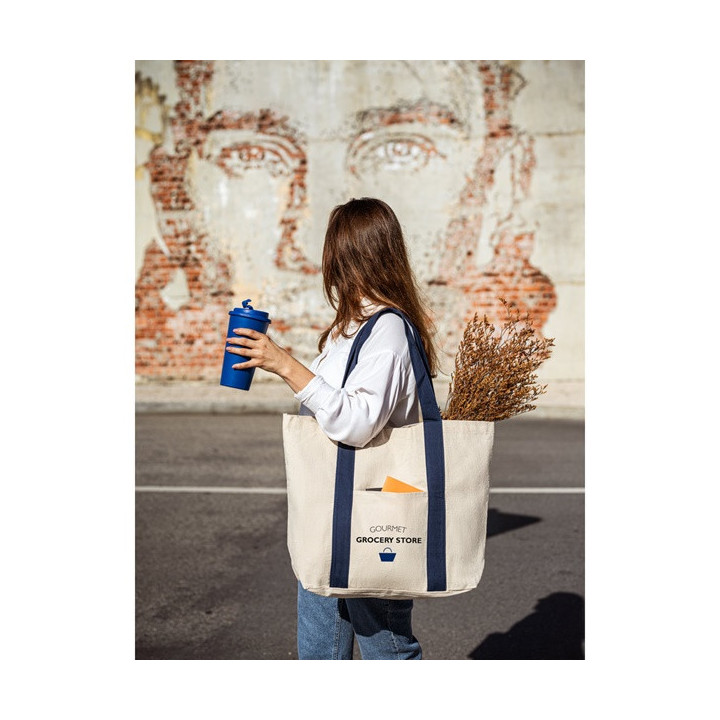 VILLE. Saco 100% algodão canvas com bolso frontal e interior (280 g/m²)