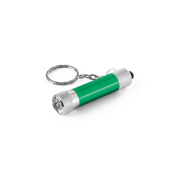 LERGAN. Porta-chaves em alumínio com lanterna de 3 luzes LEDs