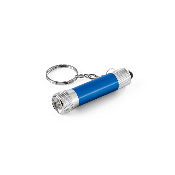 LERGAN. Porta-chaves em alumínio com lanterna de 3 luzes LEDs
