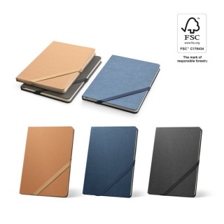HUXLEY. Bloco de notas A5 com capa rígida, feita de papel resistente à água, e páginas pautadas feitas de um material certif...