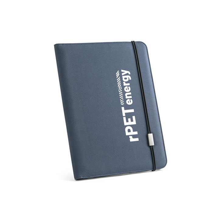 EMERGE FOLDER II. Pasta A4 em poliéster reciclado (100% rPET) 300D com elástico para fecho