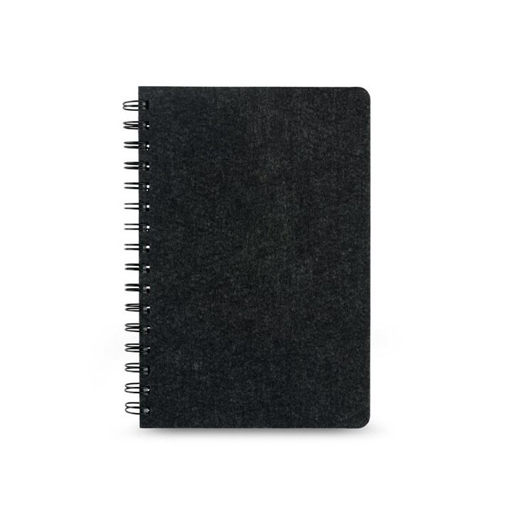 MISHIMA. Bloco de notas A5 de capa semi-dura em feltro reciclado (100% rPET) com argolas e páginas pautadas