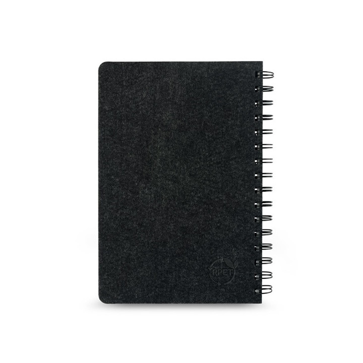MISHIMA. Bloco de notas A5 de capa semi-dura em feltro reciclado (100% rPET) com argolas e páginas pautadas
