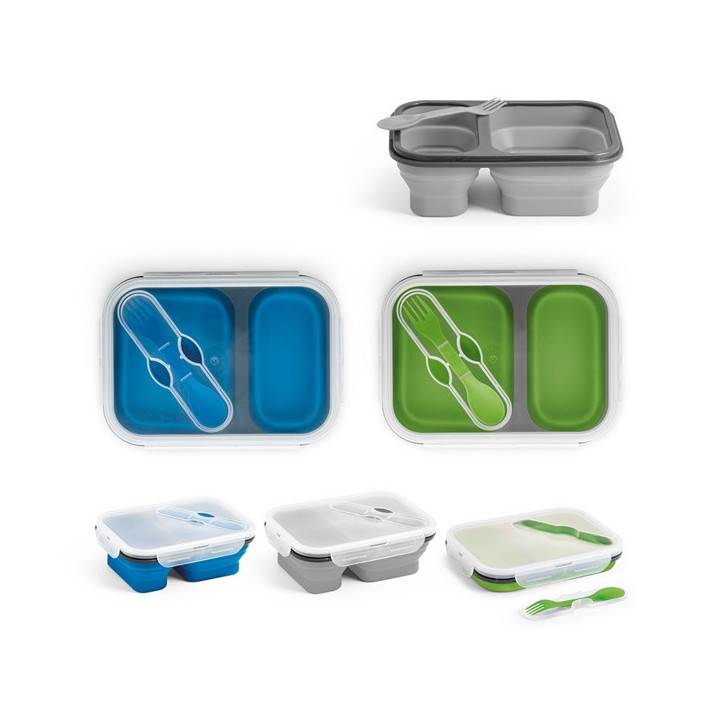 DILL. Lancheira. Caixa hermética retrátil em silicone e PP (480 e 760 mL)