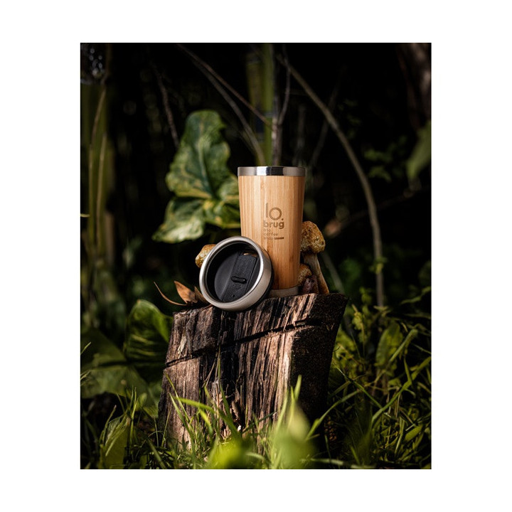 PIETRO. Copo de viagem em bambu e aço inoxidável 500 mL