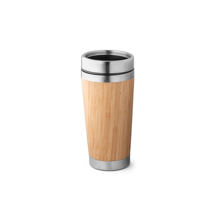 PIETRO. Copo de viagem em bambu e aço inoxidável 500 mL