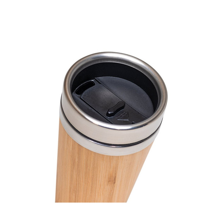 PIETRO. Copo de viagem em bambu e aço inoxidável 500 mL