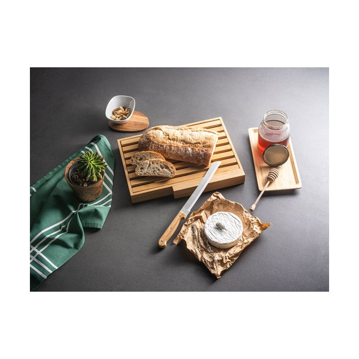 PASSARD. Tábua para pão em bambu com faca em aço inoxidável