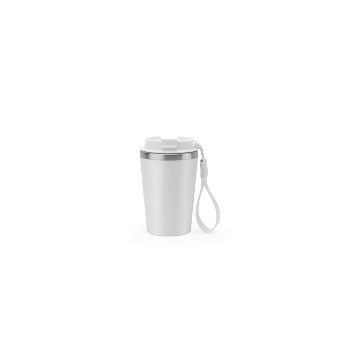 SPITZ. Copo de viagem em aço inoxidável (90% reciclado) e parede externa em PP, com acabamento em mate 440 mL