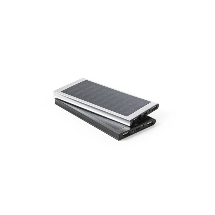 CLERK. Power bank 8'000 mAh com painel solar em alumínio 100% reciclado