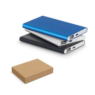 MARCET. Power bank slim 4'000 mAh em alumínio reciclado (100% rAL) e ABS reciclado (100% rABS)