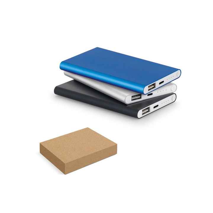 MARCET. Power bank slim 4'000 mAh em alumínio reciclado (100% rAL) e ABS reciclado (100% rABS)