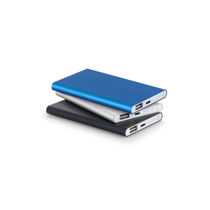 MARCET. Power bank slim 4'000 mAh em alumínio reciclado (100% rAL) e ABS reciclado (100% rABS)