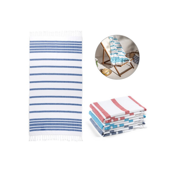 SARDENHA. Toalha de praia em algodão (70% reciclado) e poliéster (30% reciclado) (180 g/m²)