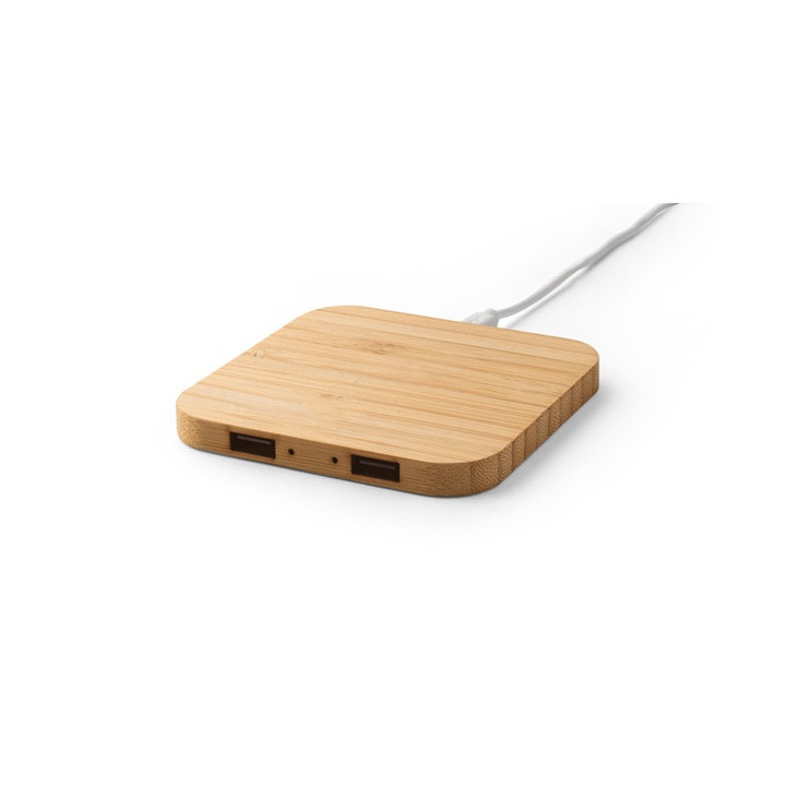 DALTON. Carregador wireless super rápido 15W em bambu