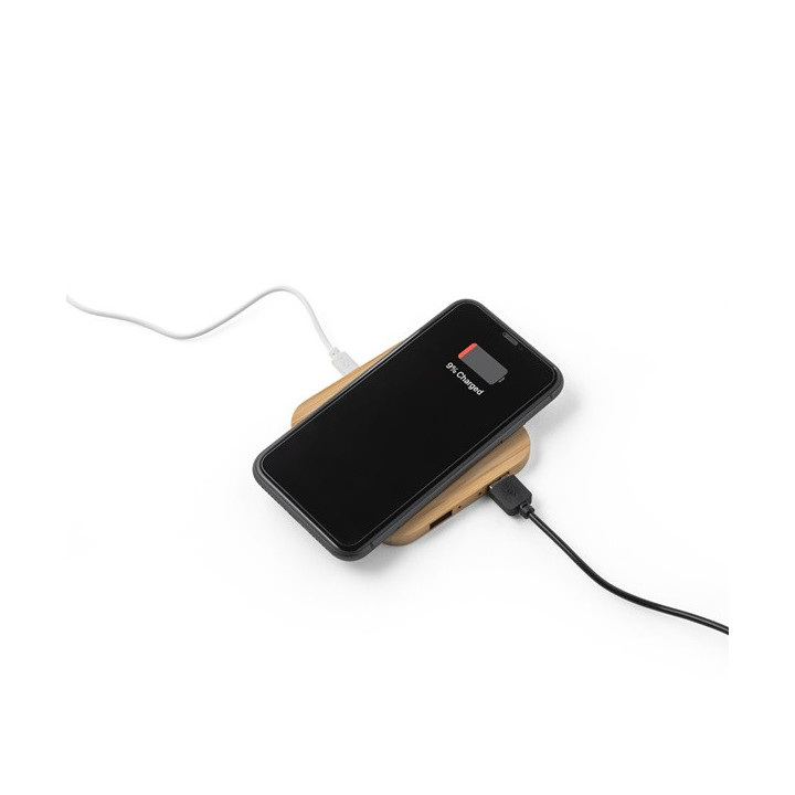 DALTON. Carregador wireless super rápido 15W em bambu