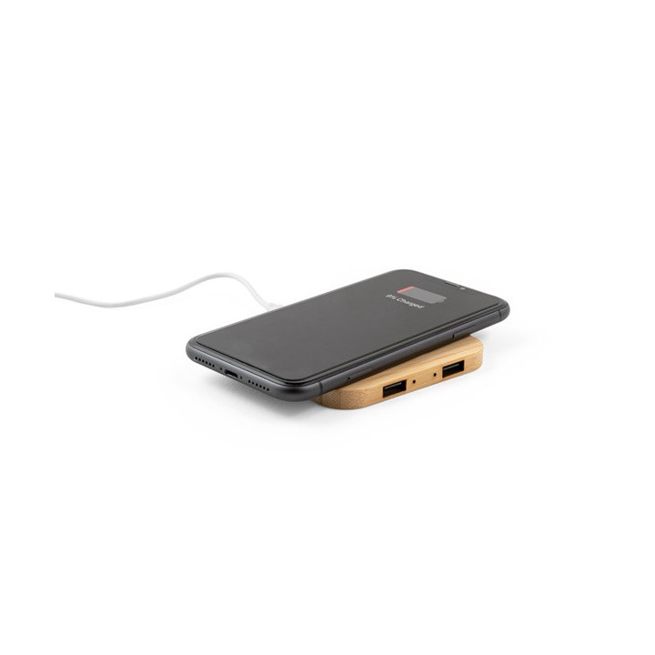 DALTON. Carregador wireless super rápido 15W em bambu